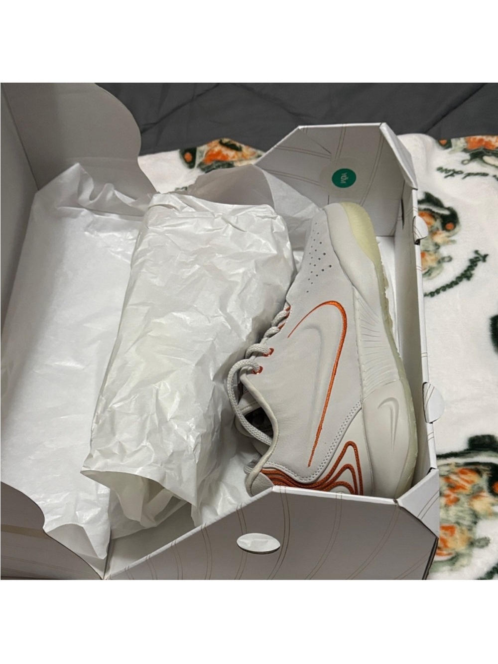 Nike LeBron James 21 Men’s Light Gray Sneakers with Orange Detailing - Picture 6 of 7